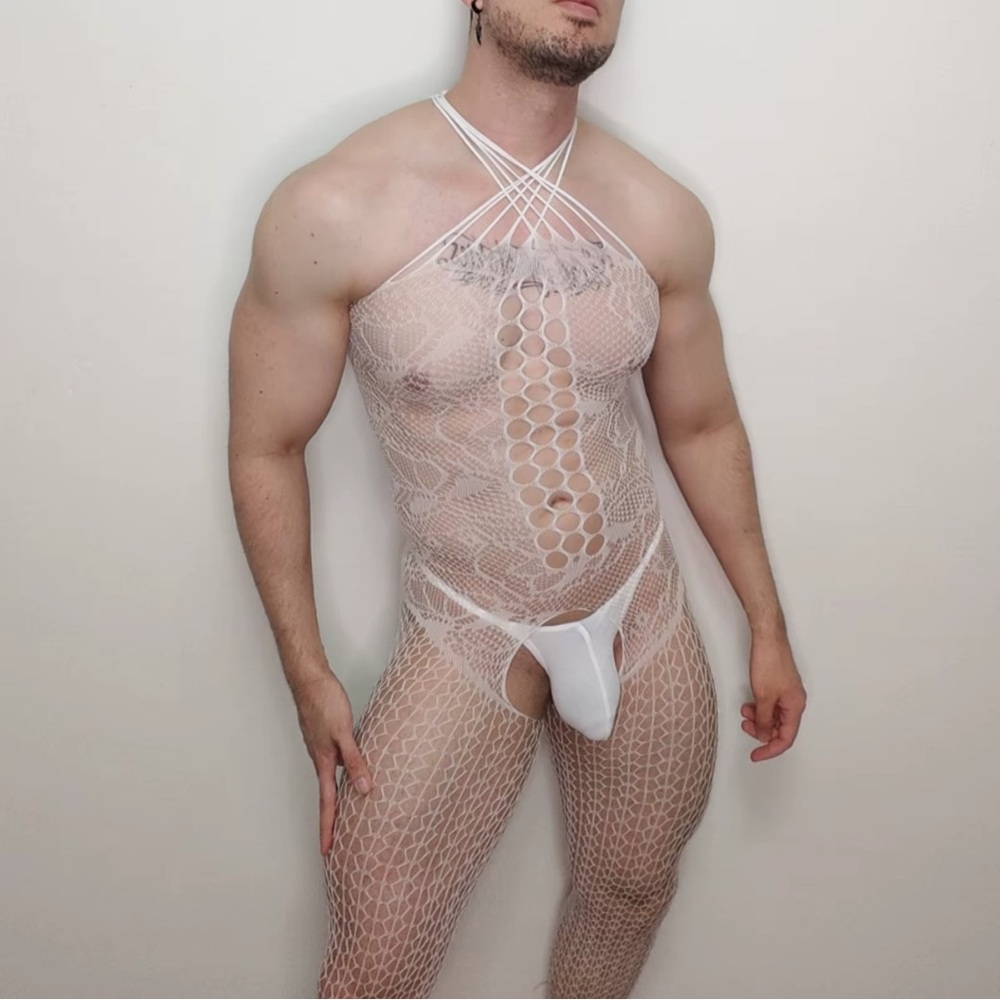 Men’s White Fetish Bodysuit